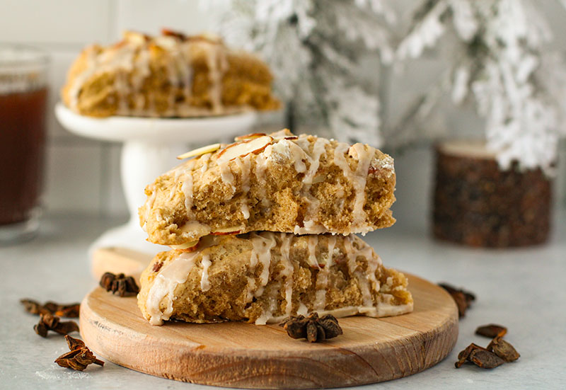 delicious & flavorful chai almond scones sitting on a table